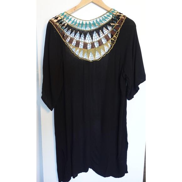 Vintage Y2K Cardigan Medium Black Open Flowy Crochet Boho Duster Festival USA - Picture 2 of 8